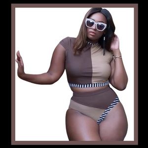 High Waisted High Neck Padded Lined 2-Pc NWT Swim